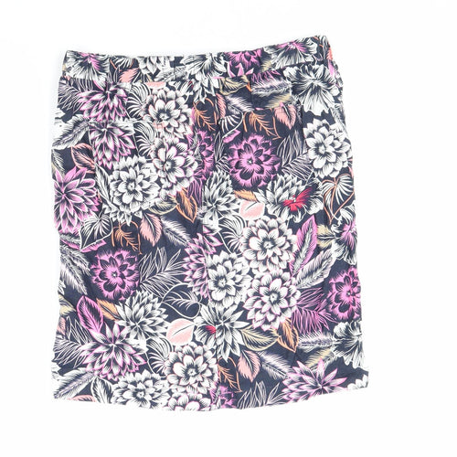Marks and Spencer Womens Multicoloured Geometric Polyester A-Line Skirt Size 10 Drawstring