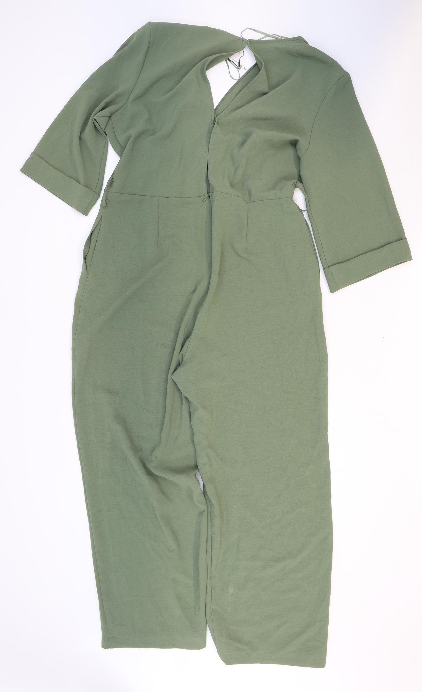 Zara Womens Green Polyester Jumpsuit One-Piece Size M Zip