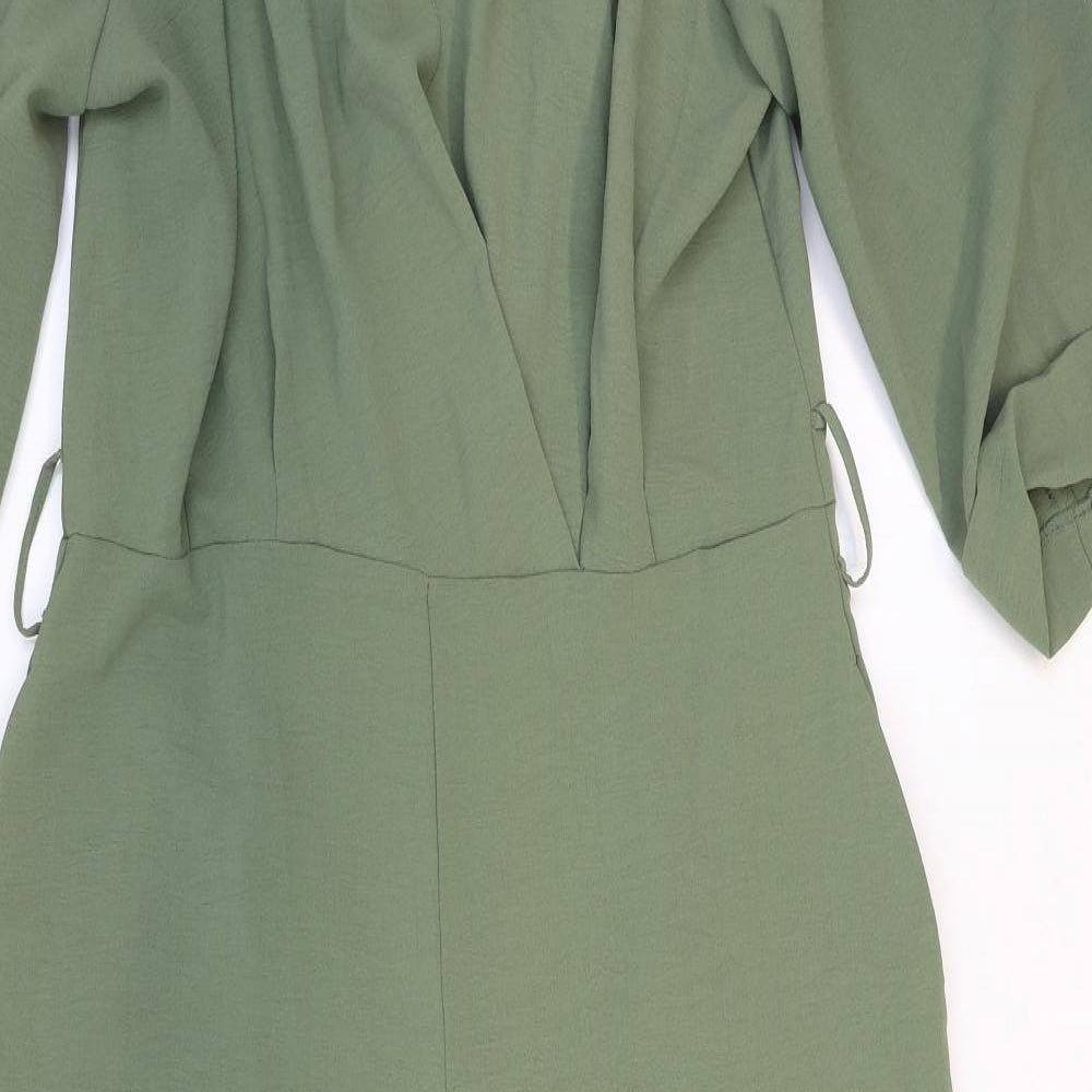 Zara Womens Green Polyester Jumpsuit One-Piece Size M Zip
