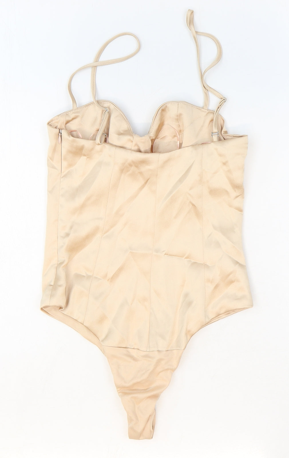 Zara Womens Beige Polyester Bodysuit One-Piece Size XS Snap