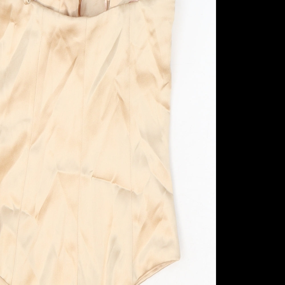 Zara Womens Beige Polyester Bodysuit One-Piece Size XS Snap