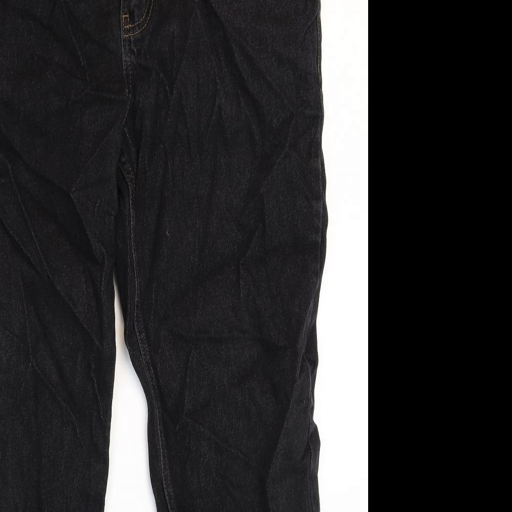 George Mens Black Cotton Straight Jeans Size 36 in Regular Zip