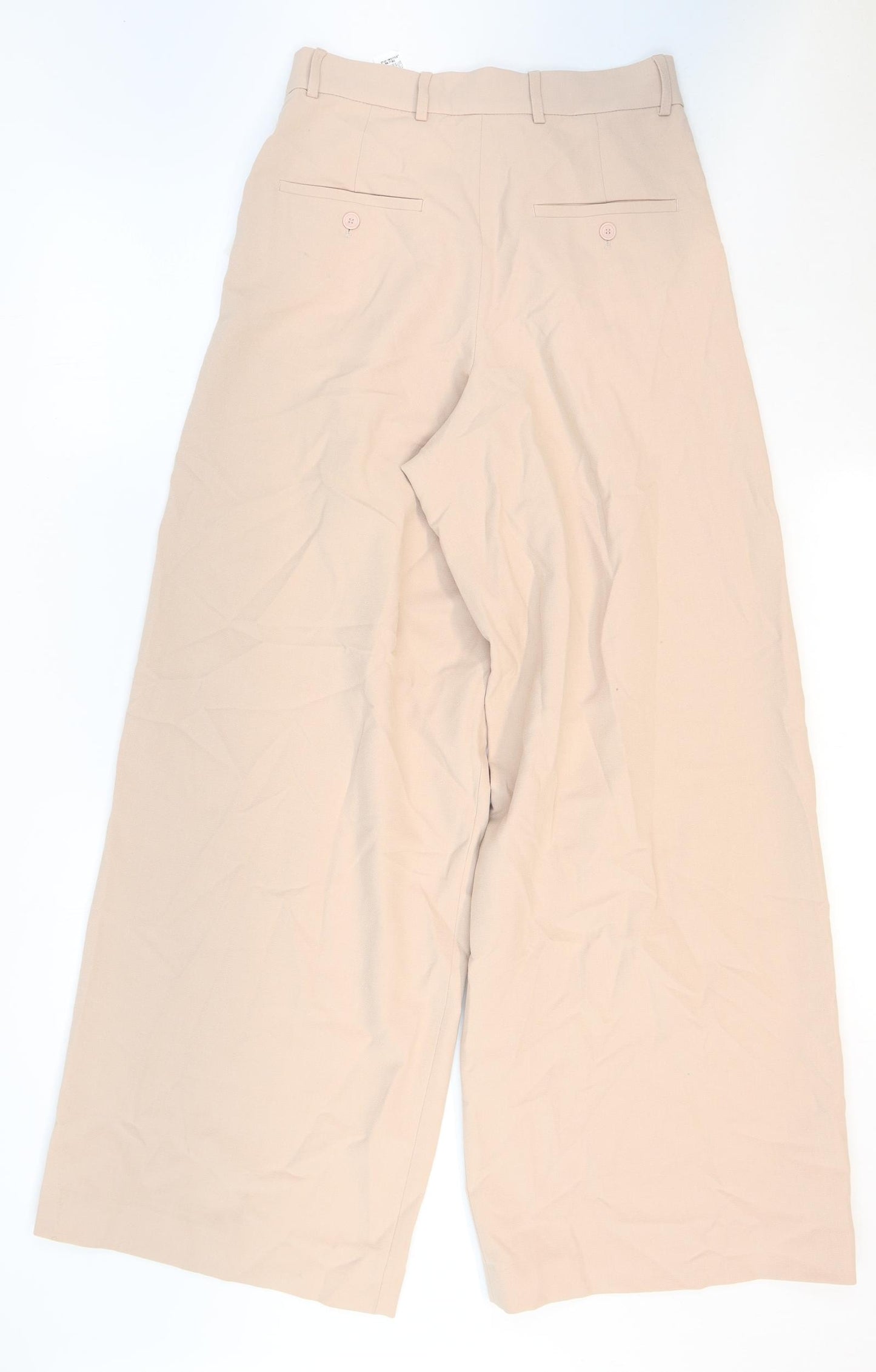 Zara Womens Pink Polyester Trousers Size 6 Regular Zip