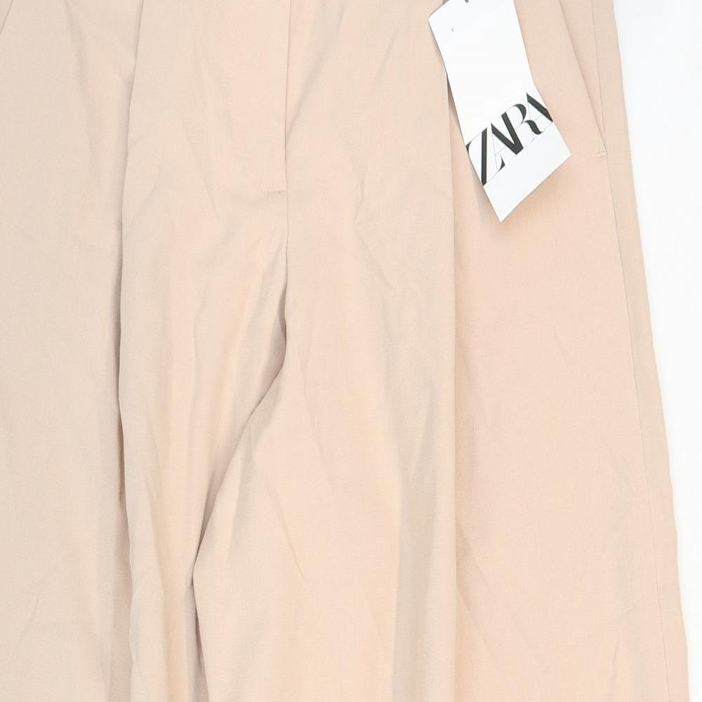 Zara Womens Pink Polyester Trousers Size 6 Regular Zip