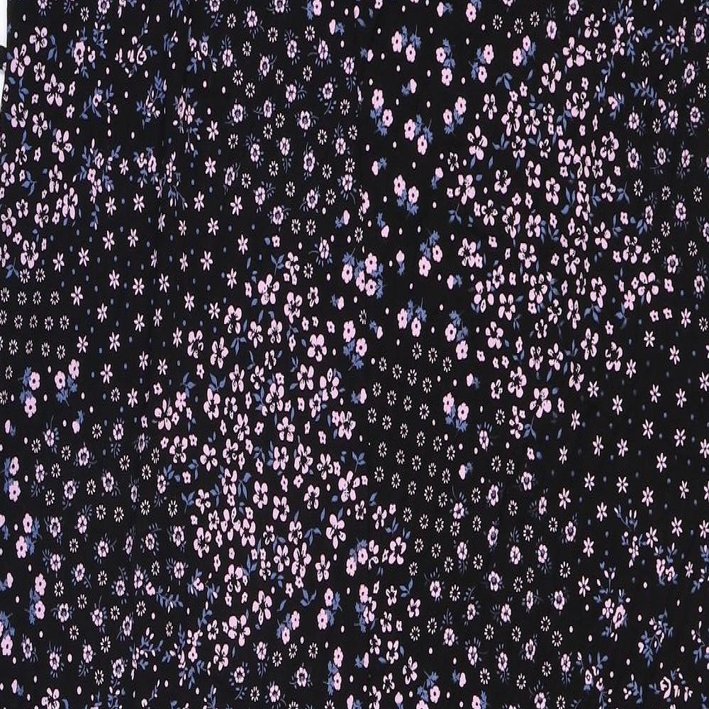 Evans Womens Black Floral Viscose Sheath Size 16 Round Neck Pullover