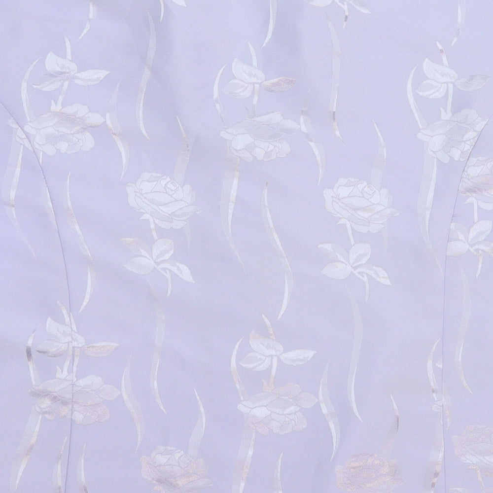 Bonmarché Womens Purple Floral Polyester Basic Button-Up Size 22 Collared