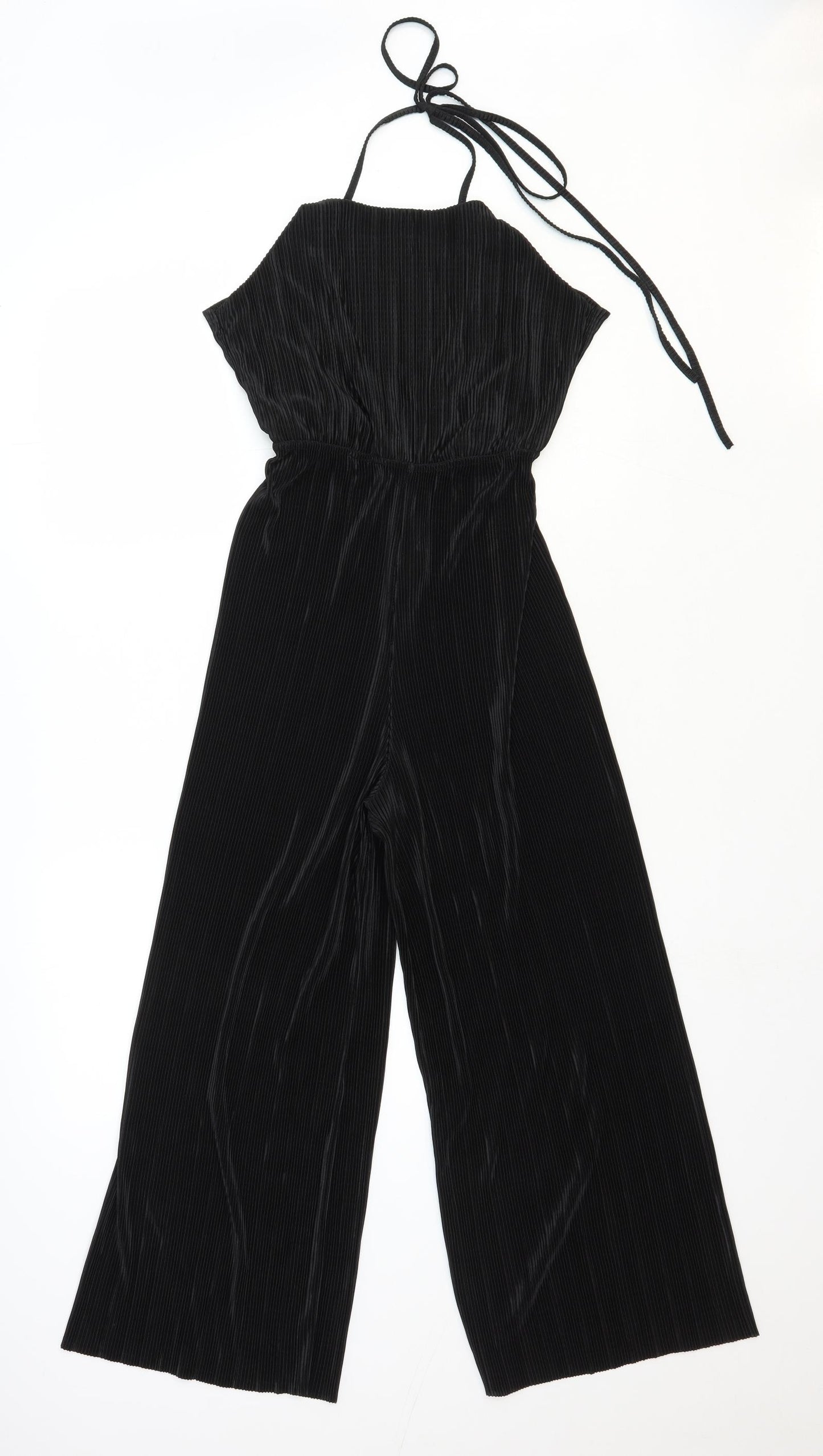 PRETTYLITTLETHING Womens Black Polyester Jumpsuit One-Piece Size 12 Tie