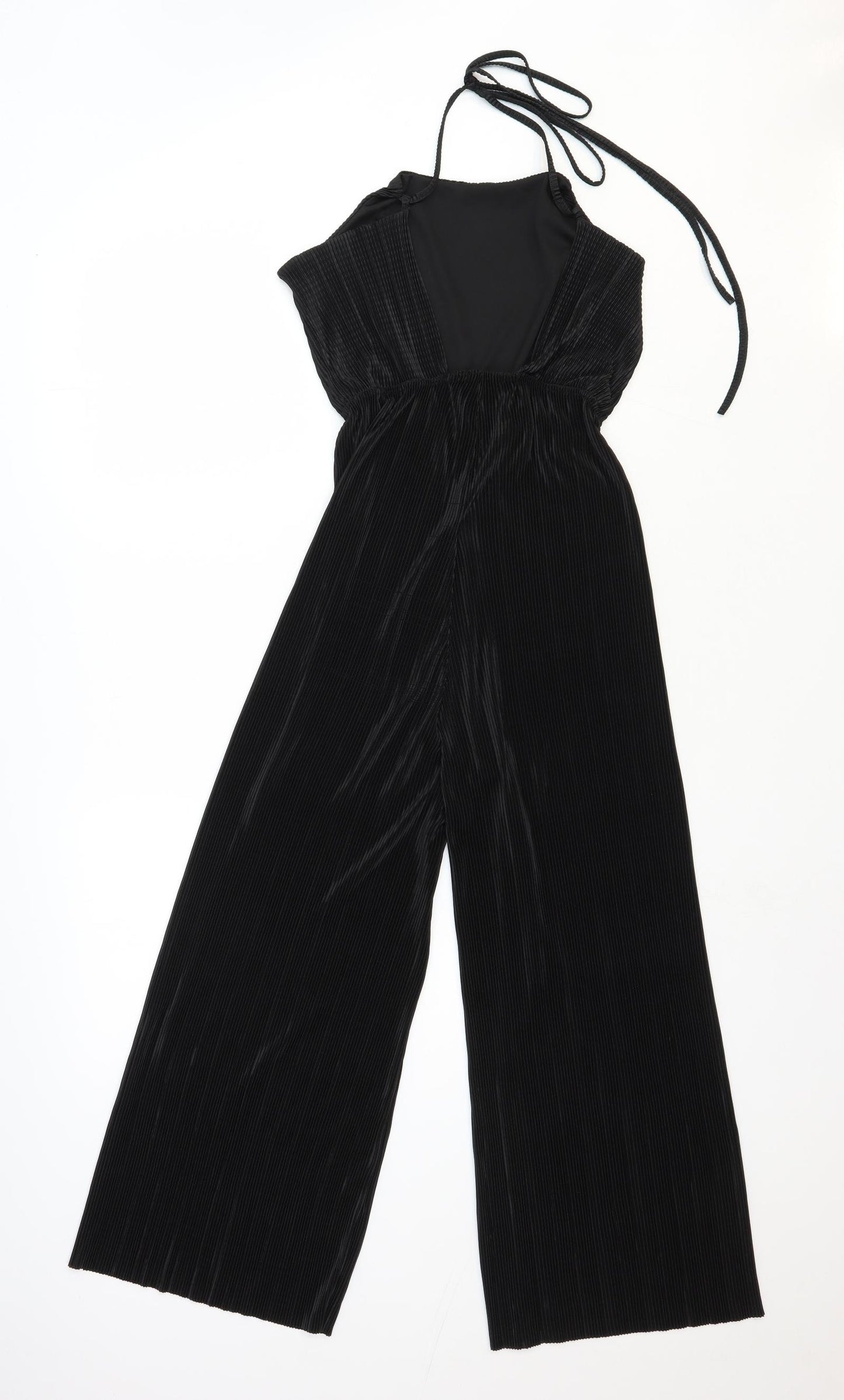 PRETTYLITTLETHING Womens Black Polyester Jumpsuit One-Piece Size 12 Tie