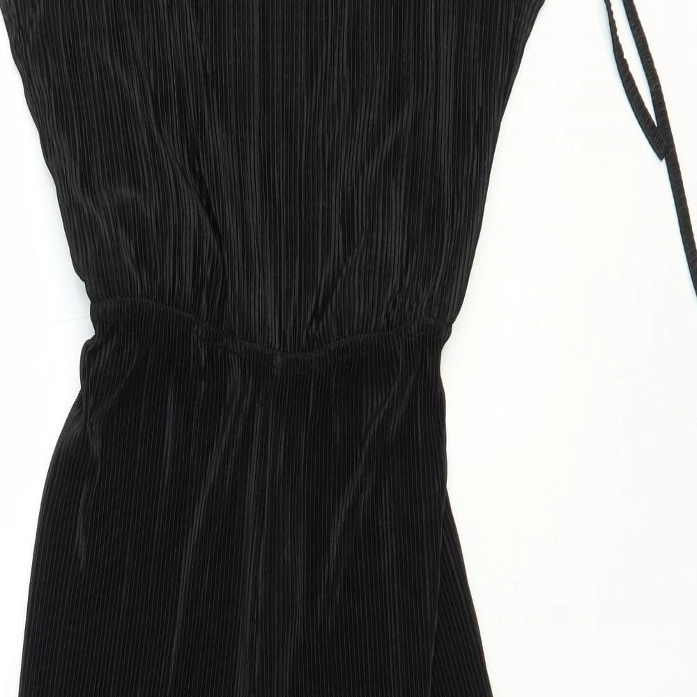 PRETTYLITTLETHING Womens Black Polyester Jumpsuit One-Piece Size 12 Tie
