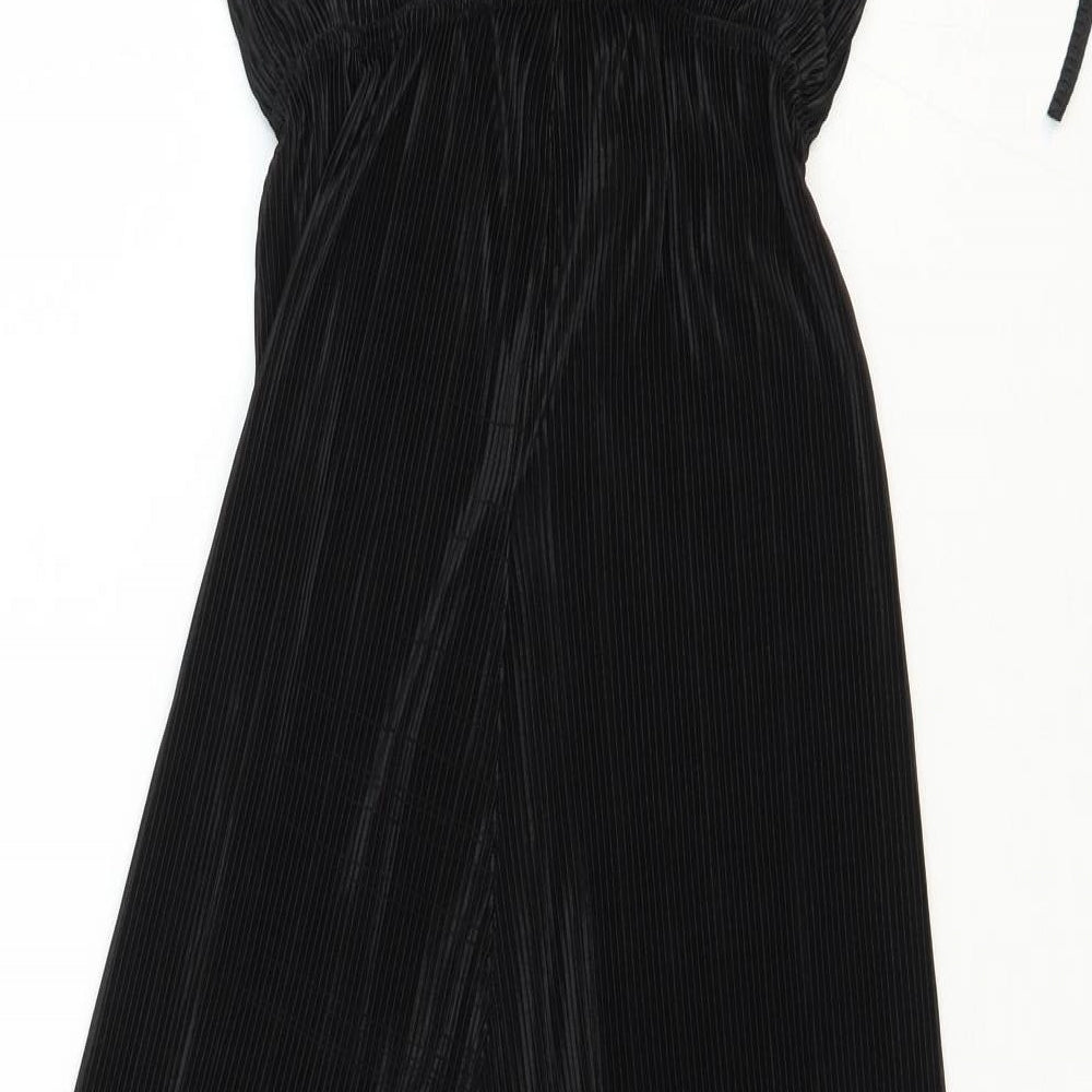 PRETTYLITTLETHING Womens Black Polyester Jumpsuit One-Piece Size 12 Tie