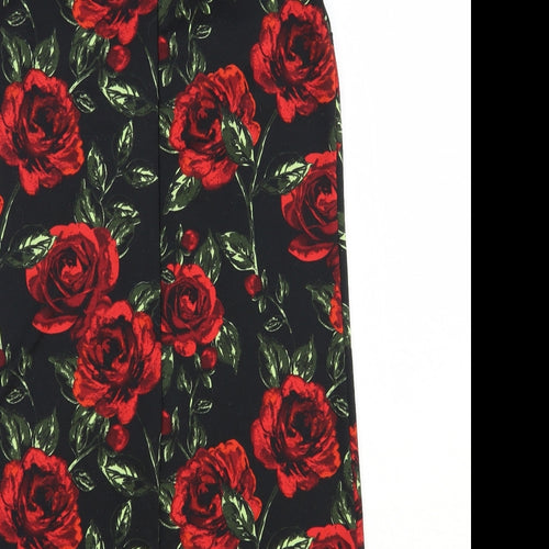 TU Womens Black Floral Polyester Sheath Size 8 Mock Neck Zip - Roses