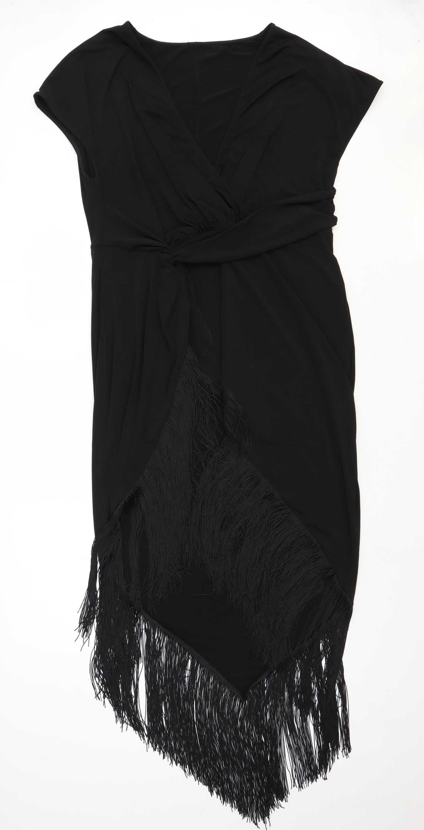 ASOS Womens Black Polyester Wrap Dress Size 18 V-Neck Pullover
