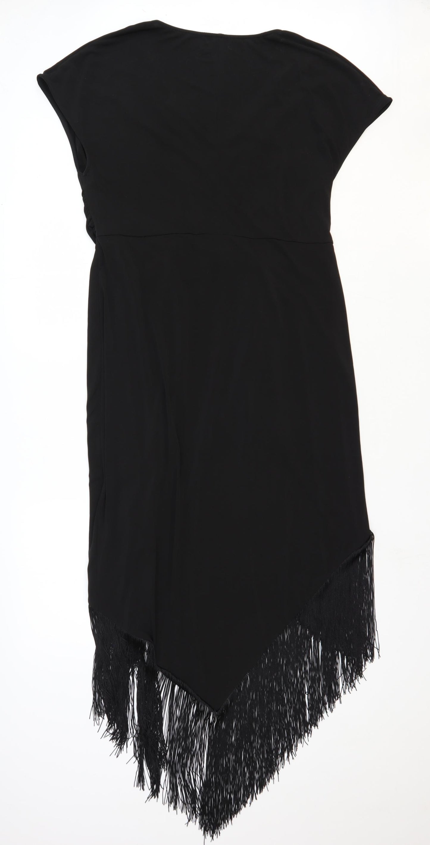 ASOS Womens Black Polyester Wrap Dress Size 18 V-Neck Pullover