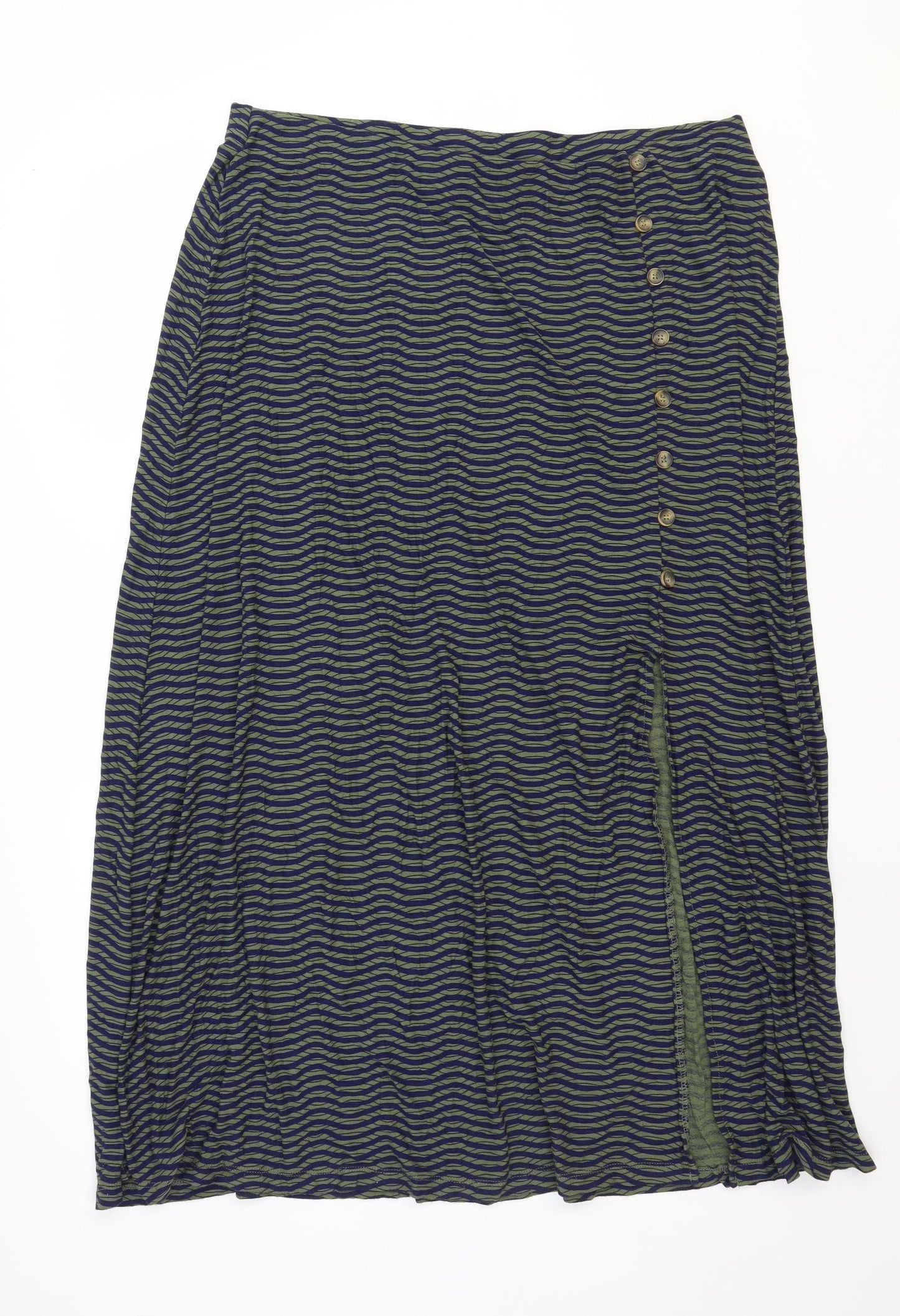 NEXT Womens Green Geometric Viscose Flare Skirt Size 20