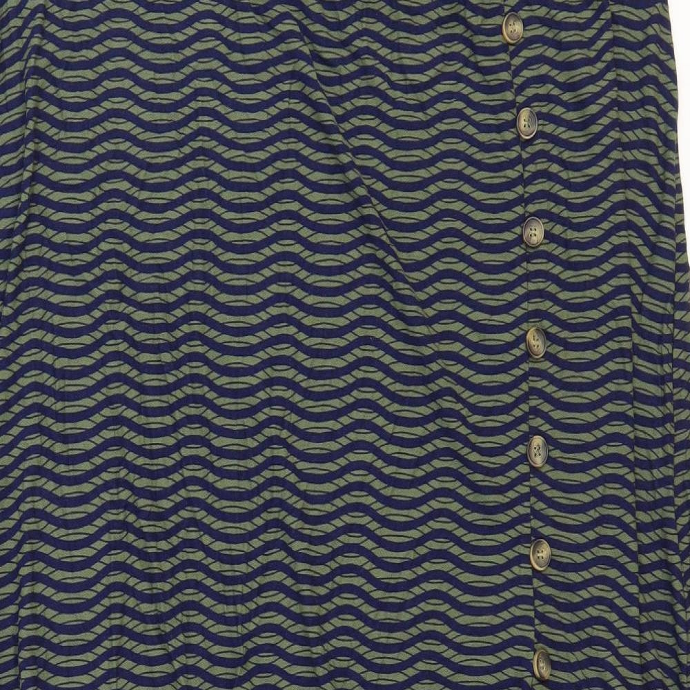 NEXT Womens Green Geometric Viscose Flare Skirt Size 20