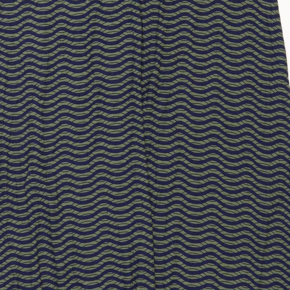 NEXT Womens Green Geometric Viscose Flare Skirt Size 20