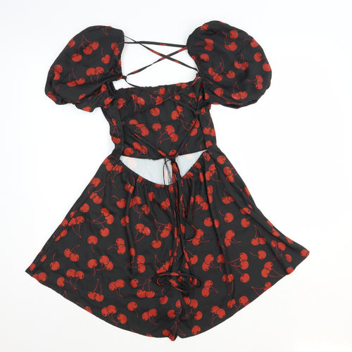 Cider Womens Black Geometric Polyester Playsuit One-Piece Size XS Zip - Cherry