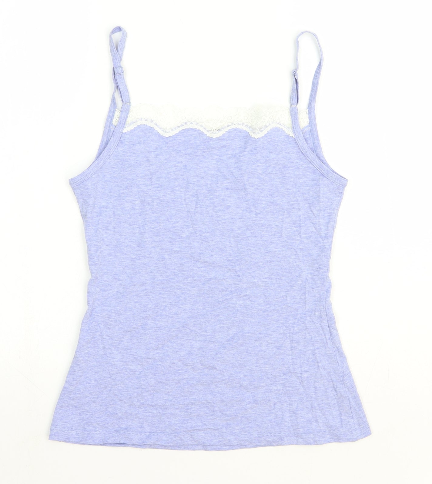 Fat Face Womens Blue Cotton Camisole Tank Size 10 V-Neck - Lace Trim