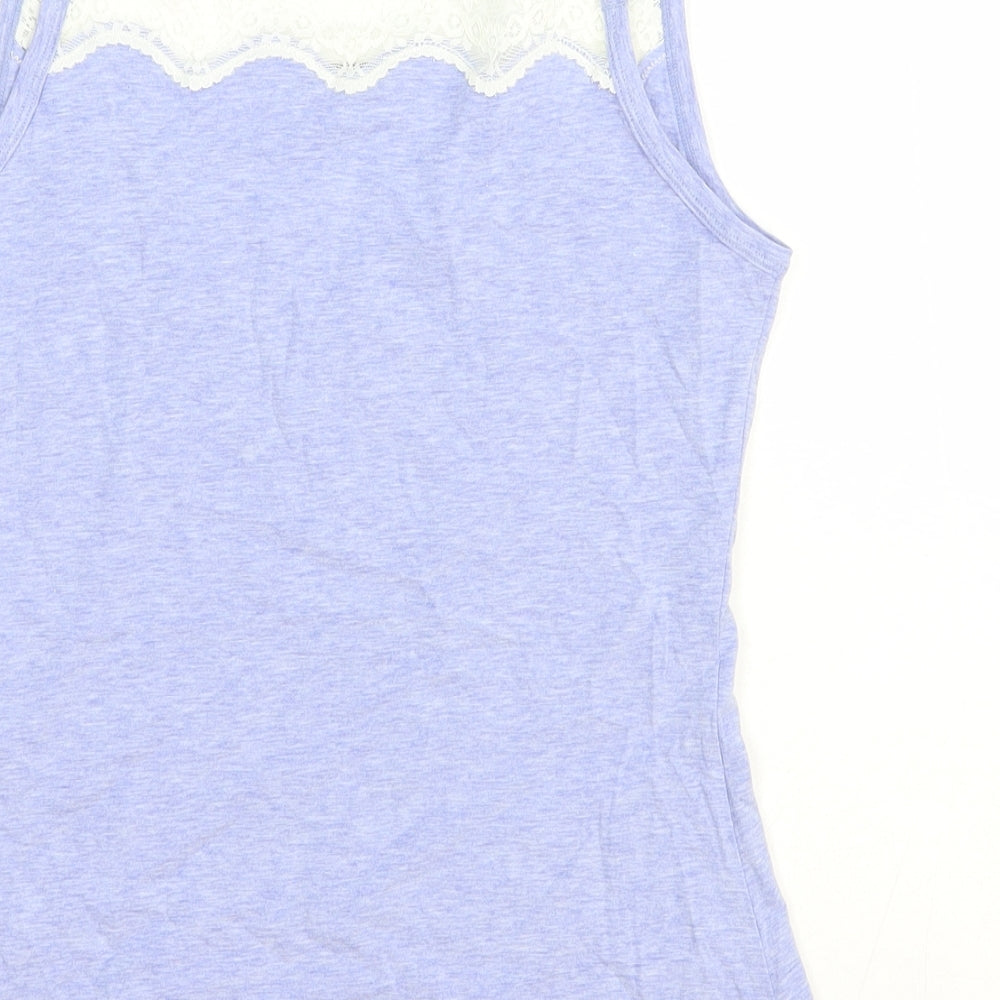 Fat Face Womens Blue Cotton Camisole Tank Size 10 V-Neck - Lace Trim
