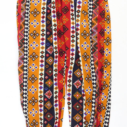 La Belle Rose Womens Multicoloured Geometric Viscose Harem Trousers Size XL Regular