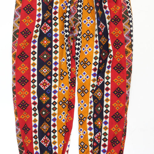 La Belle Rose Womens Multicoloured Geometric Viscose Harem Trousers Size XL Regular