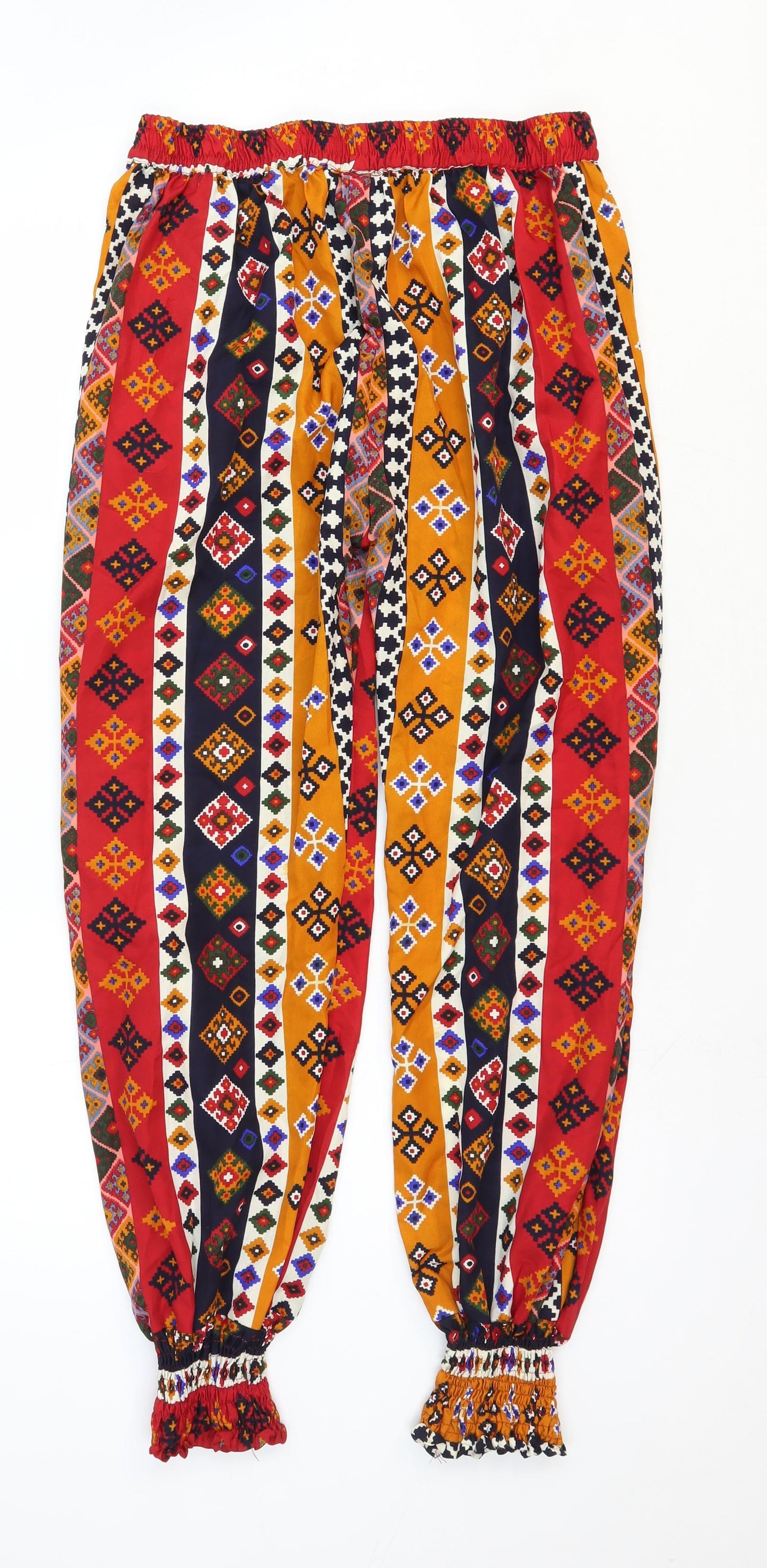 La Belle Rose Womens Multicoloured Geometric Viscose Harem Trousers Size XL Regular