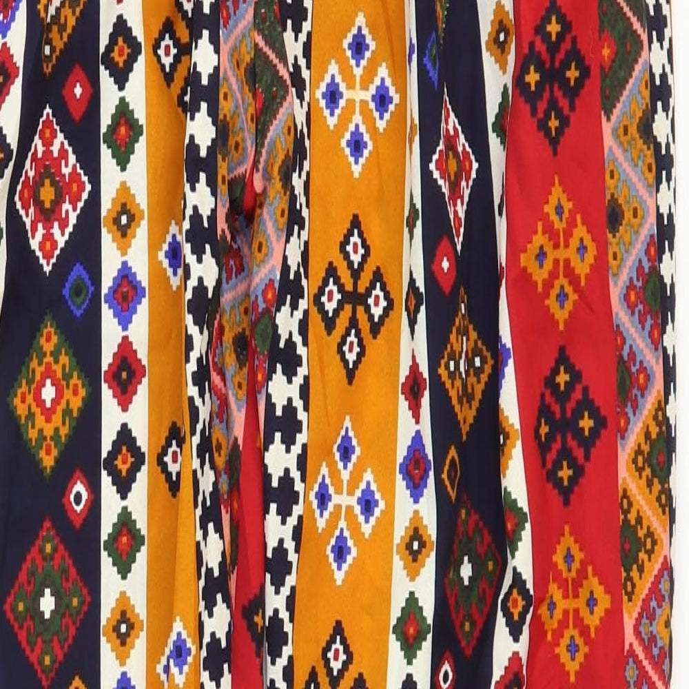 La Belle Rose Womens Multicoloured Geometric Viscose Harem Trousers Size XL Regular