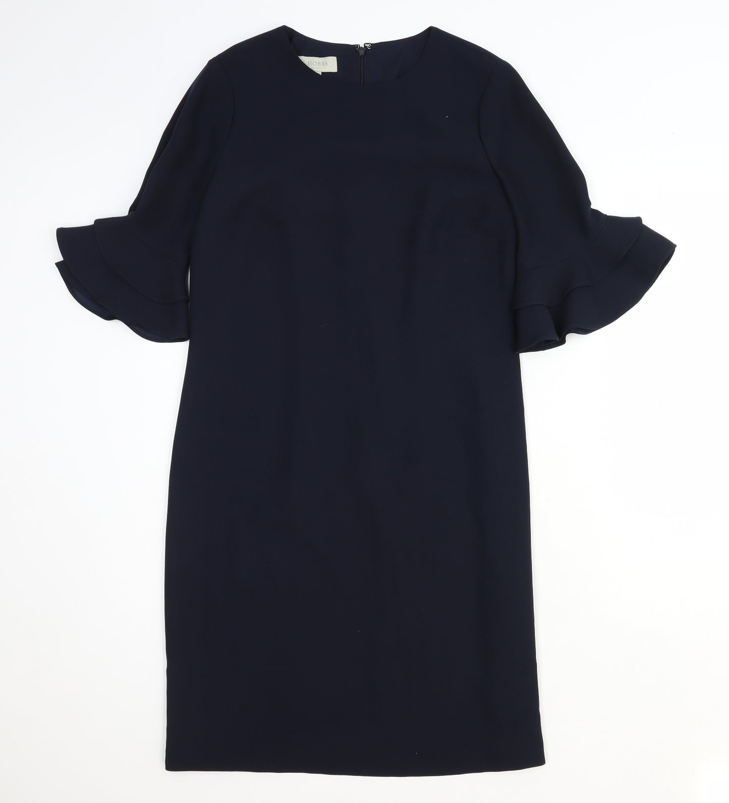 Hobbs Womens Blue Polyester Shift Size 10 Round Neck Zip