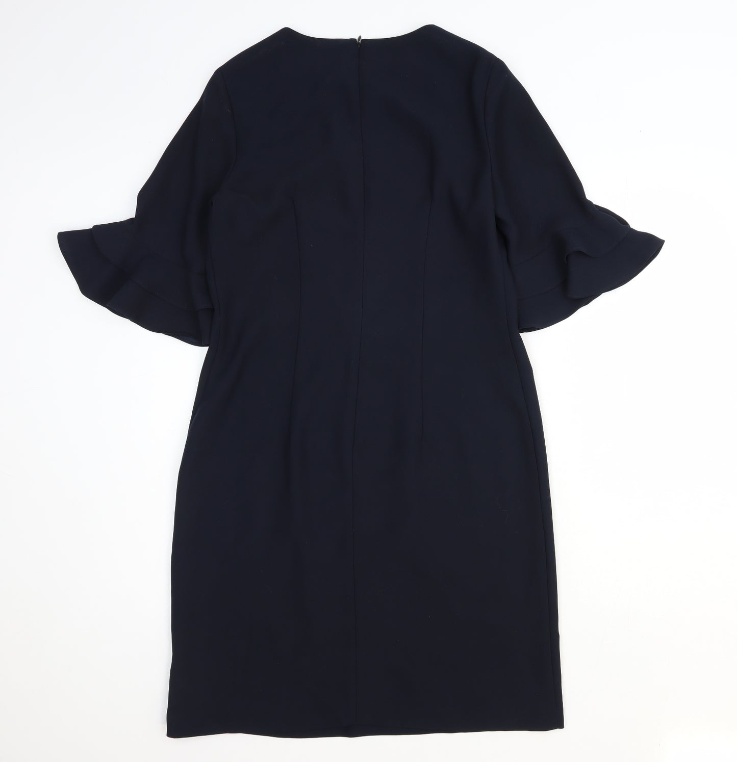 Hobbs Womens Blue Polyester Shift Size 10 Round Neck Zip