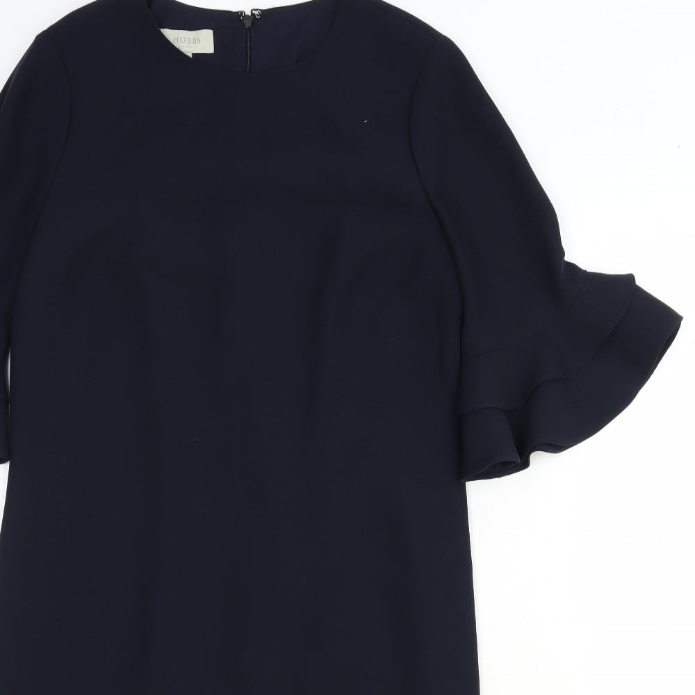 Hobbs Womens Blue Polyester Shift Size 10 Round Neck Zip