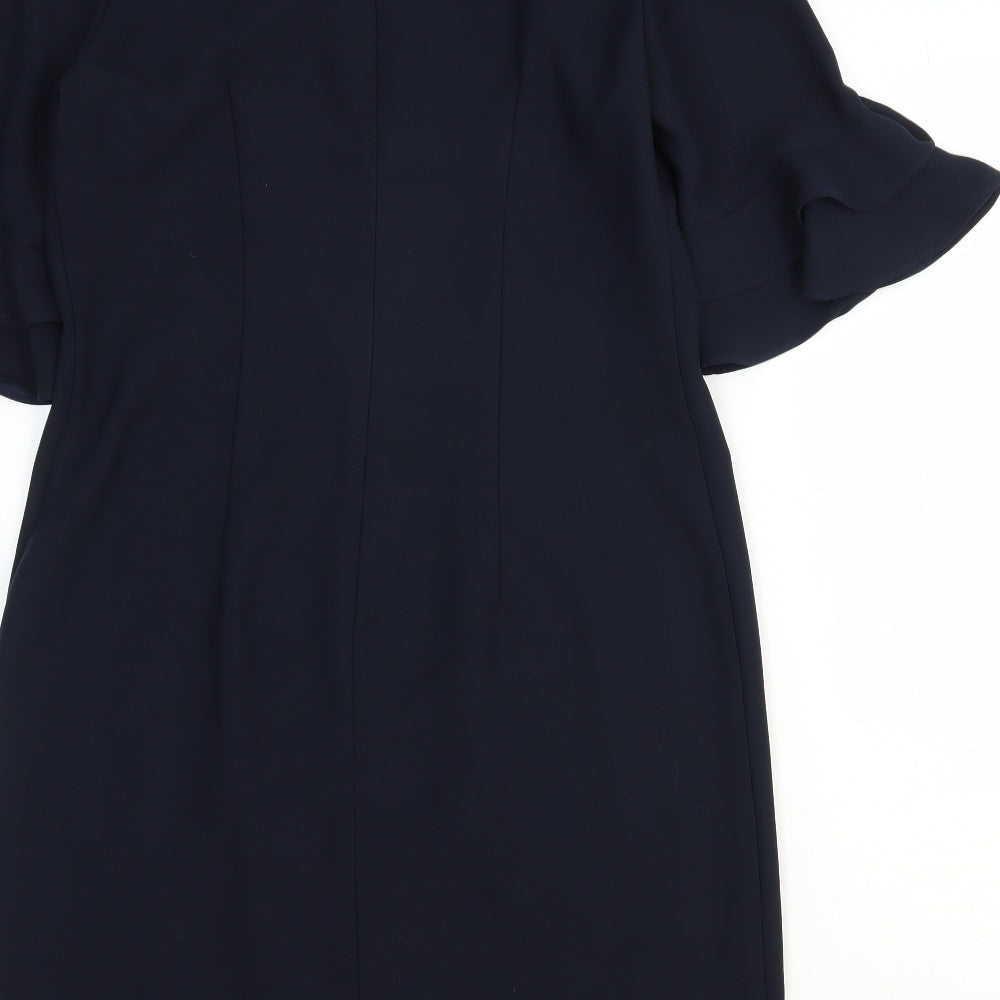 Hobbs Womens Blue Polyester Shift Size 10 Round Neck Zip