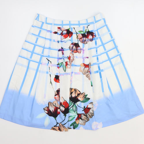 Great Plains Womens Blue Geometric Polyester A-Line Skirt Size 10 Zip