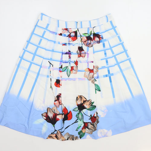 Great Plains Womens Blue Geometric Polyester A-Line Skirt Size 10 Zip