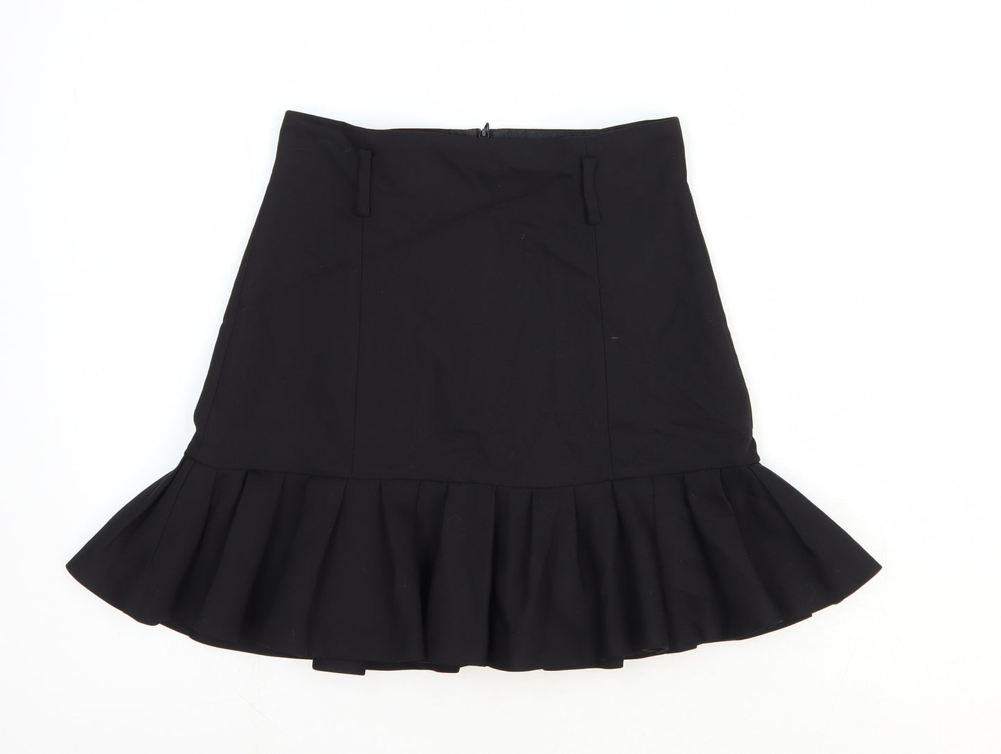 Zara Womens Black Cotton Mini Skirt Size S Zip