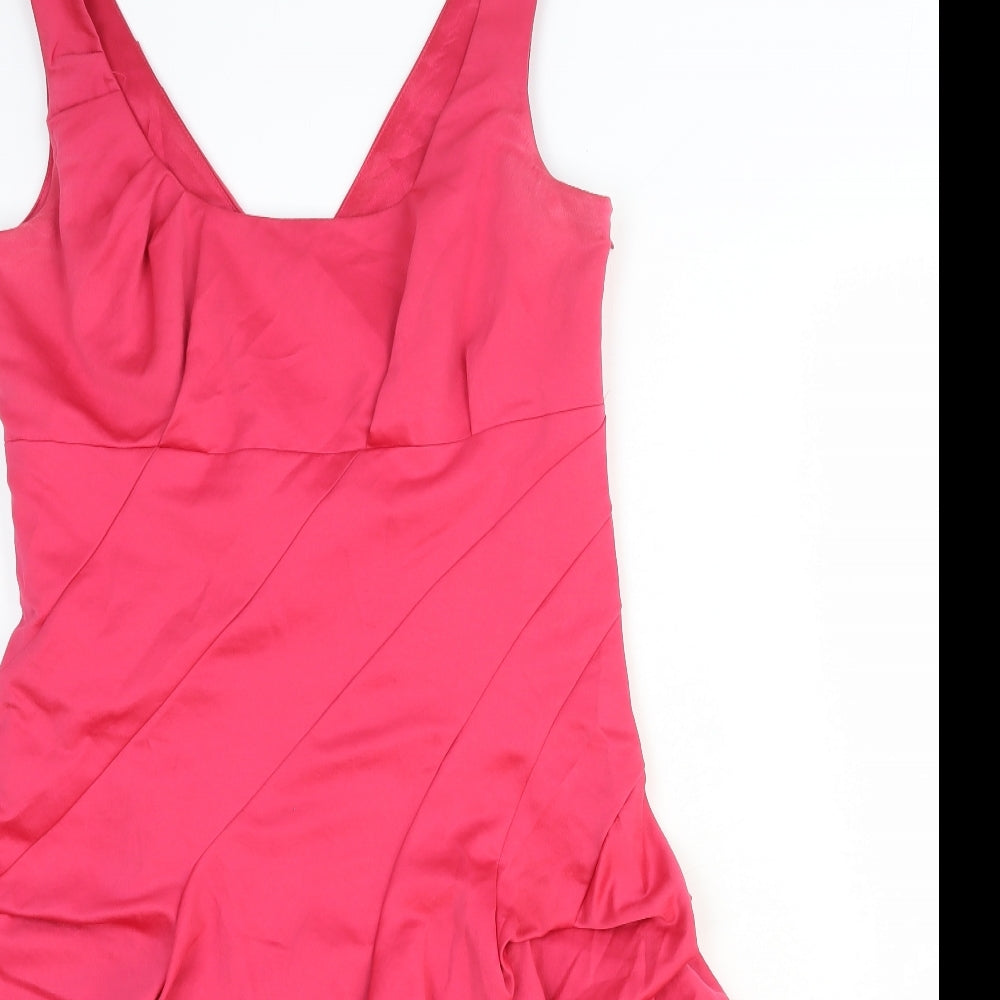 Monsoon Womens Pink Polyester Ball Gown Size 12 Scoop Neck Zip - Draped