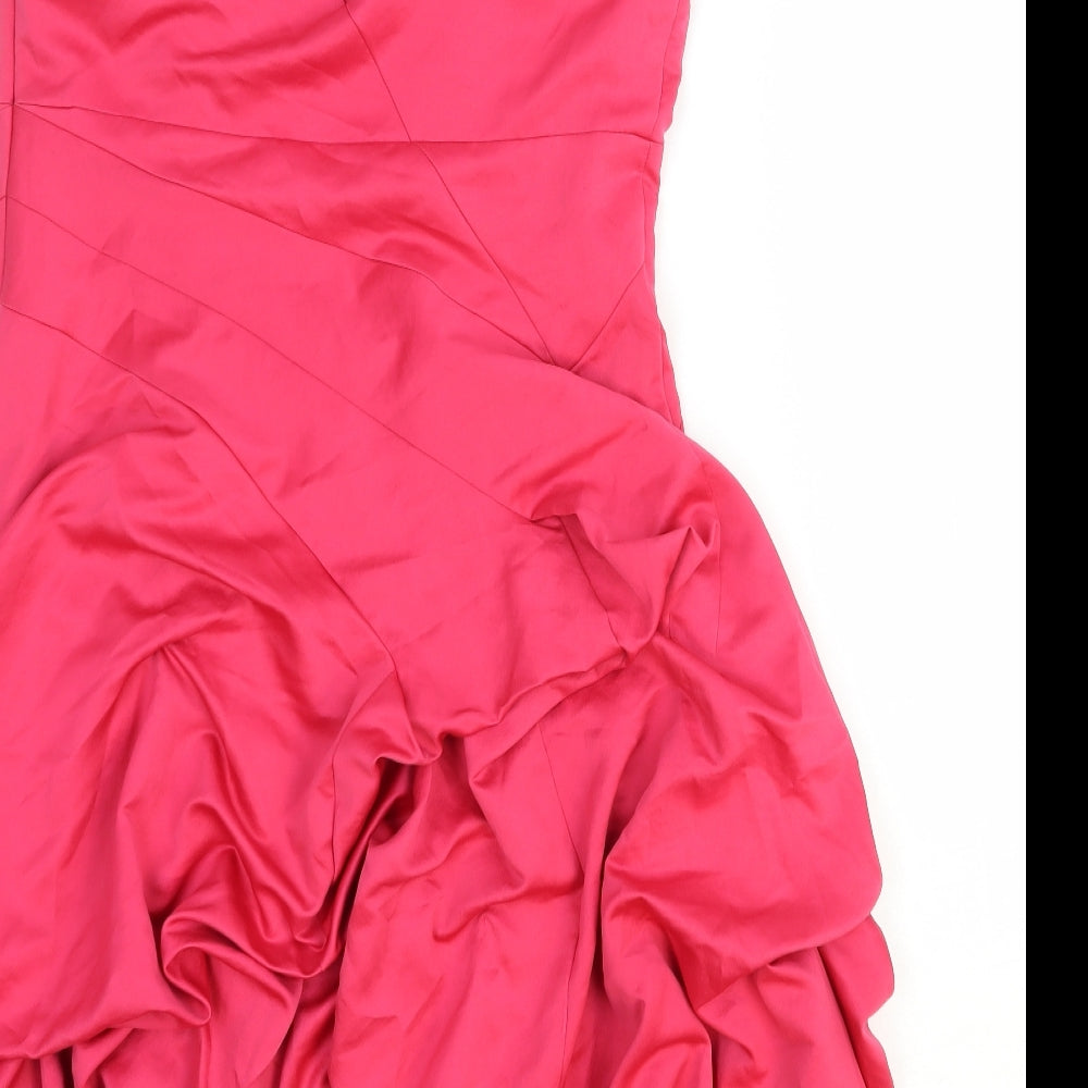 Monsoon Womens Pink Polyester Ball Gown Size 12 Scoop Neck Zip - Draped