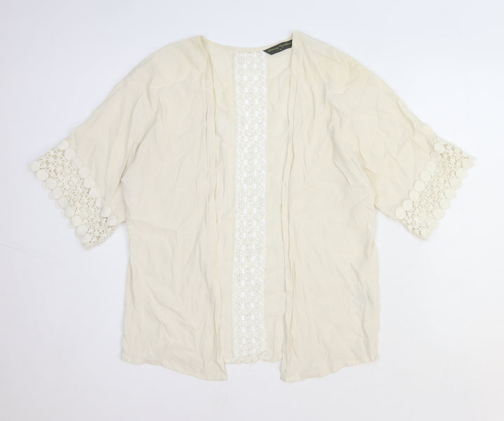 Blooming Marvellous Womens White Geometric Viscose Basic Blouse Size M V-Neck