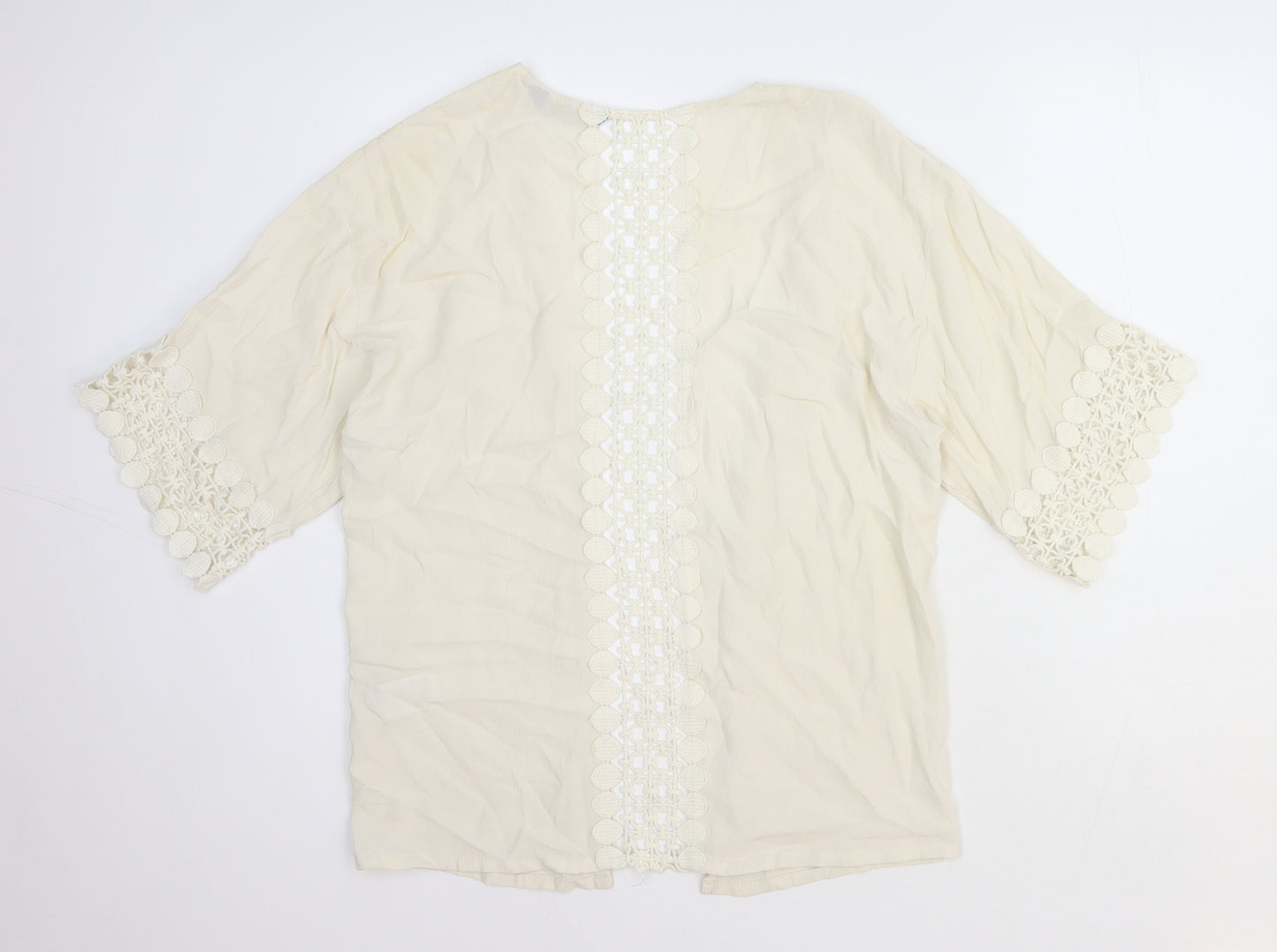 Blooming Marvellous Womens White Geometric Viscose Basic Blouse Size M V-Neck