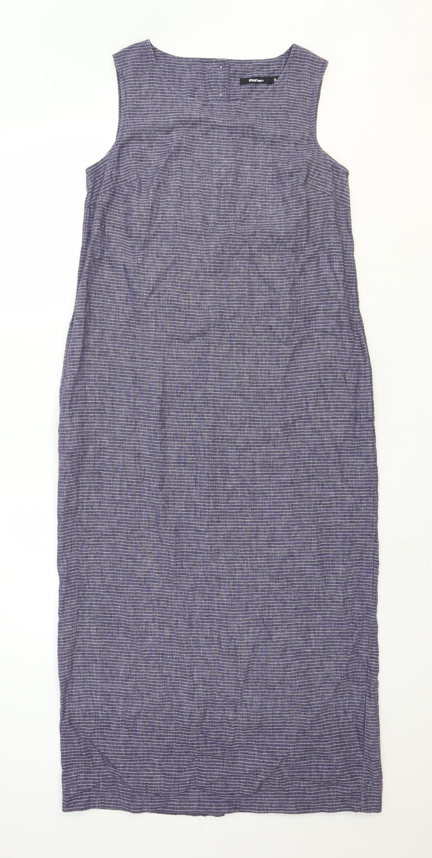 Rohan Womens Blue Striped Polyester Tank Dress Size 12 Boat Neck Button