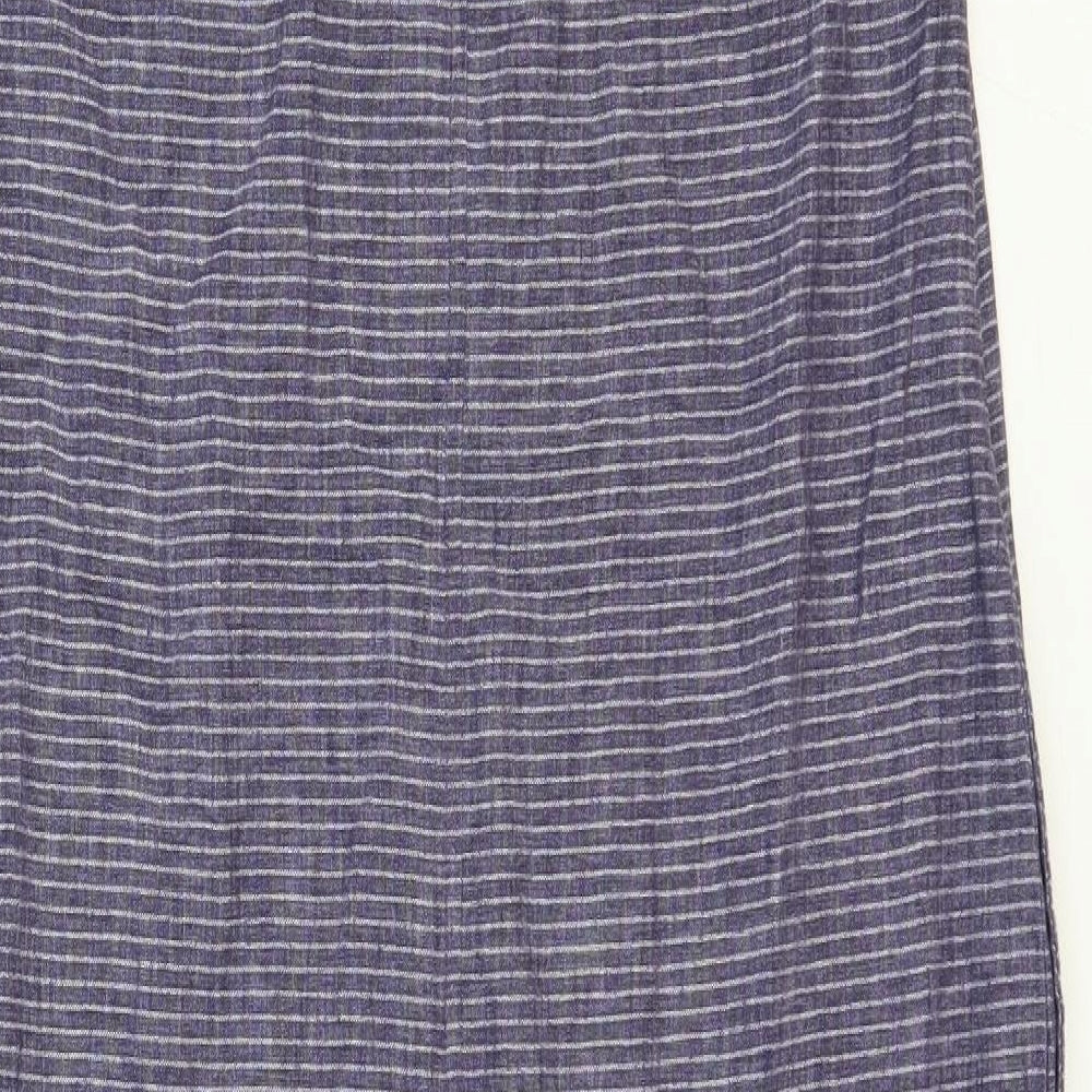 Rohan Womens Blue Striped Polyester Tank Dress Size 12 Boat Neck Button