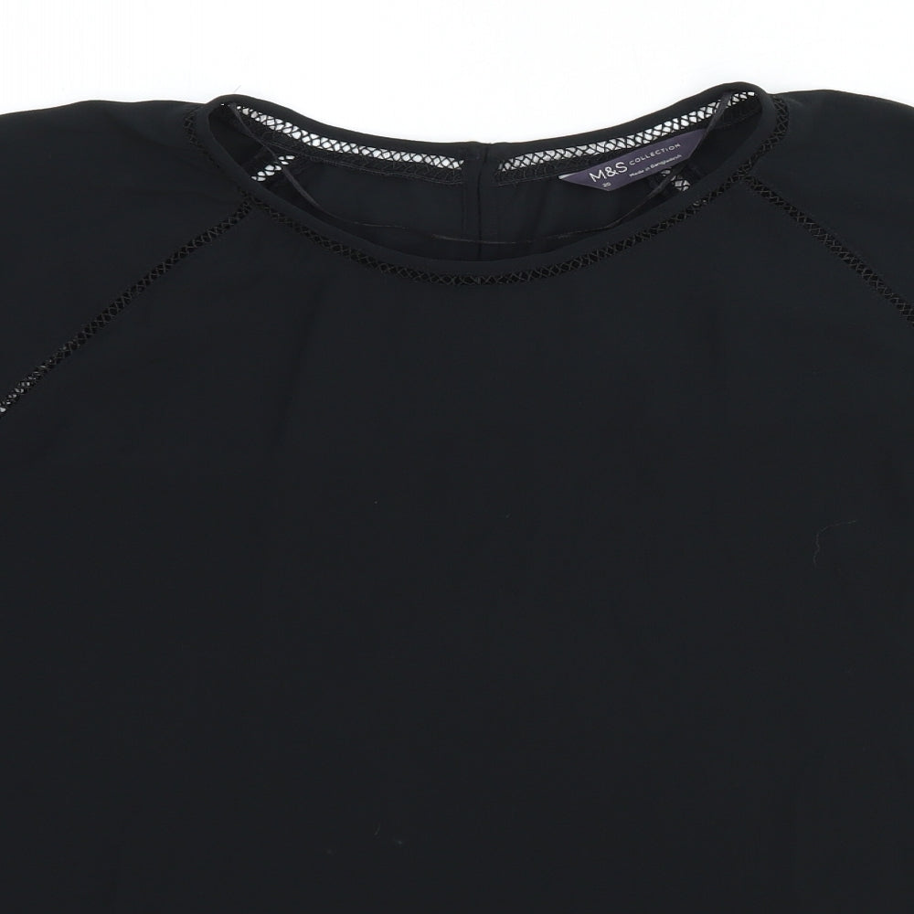 Marks and Spencer Womens Black Polyester Basic Blouse Size 20 Round Neck