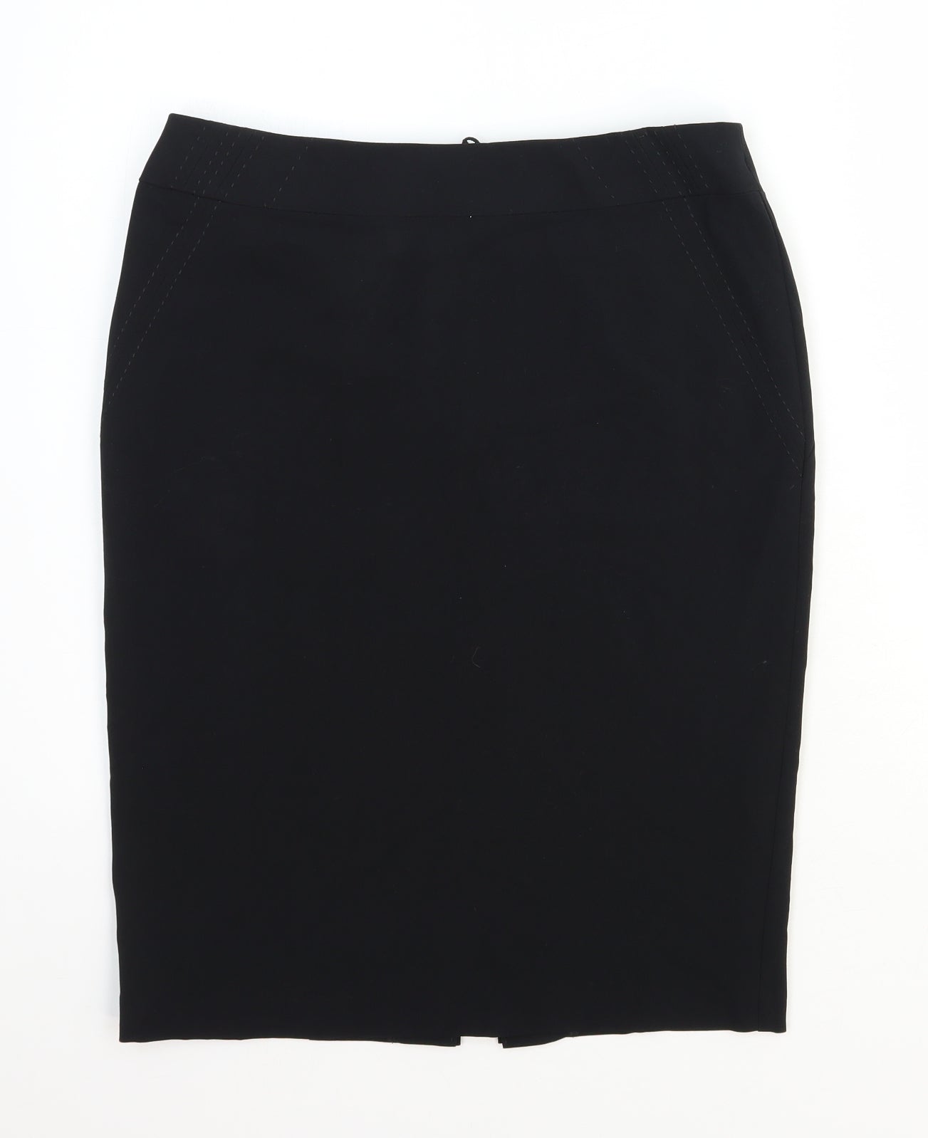 Marks and Spencer Womens Black Polyester Straight & Pencil Skirt Size 12 Zip