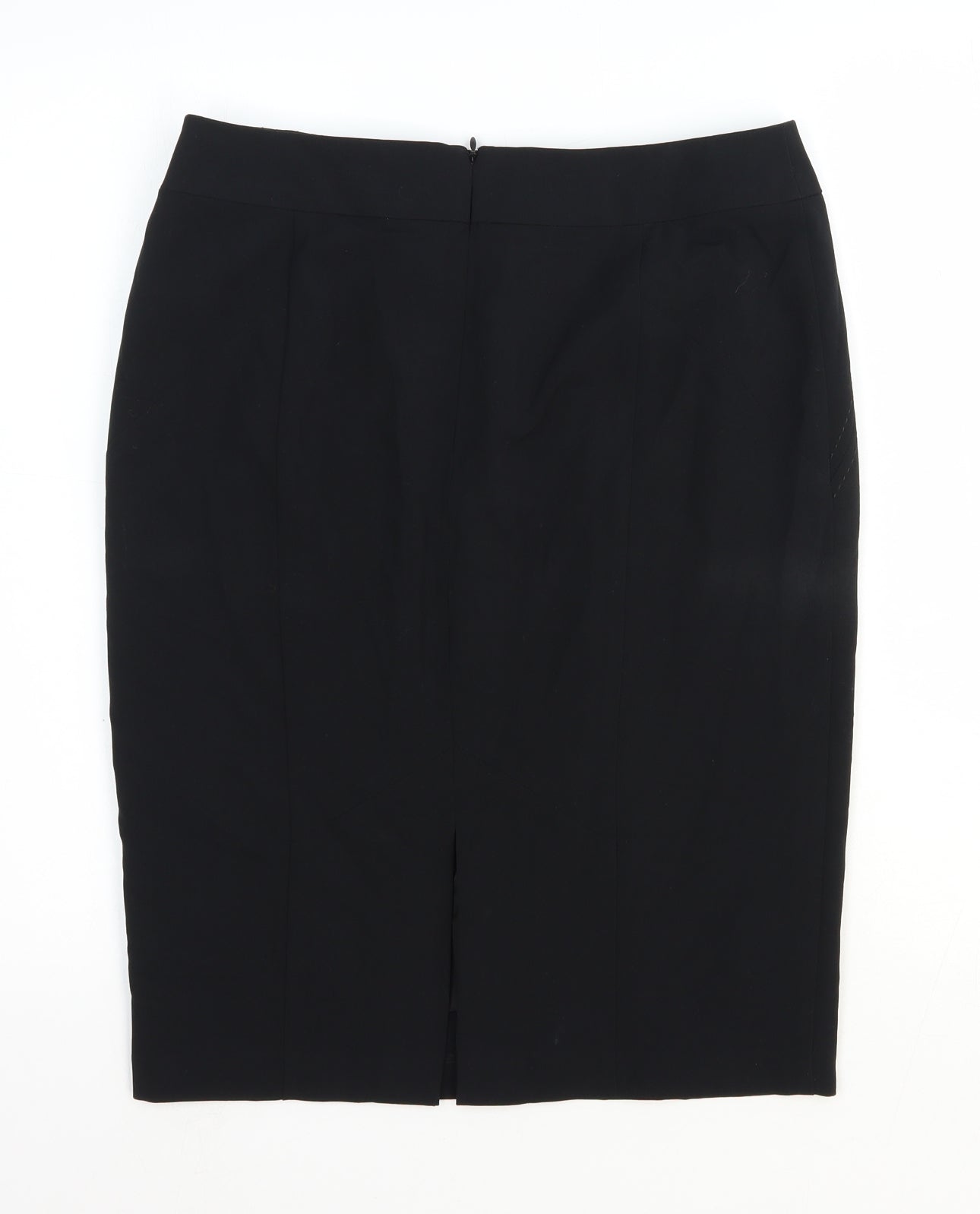 Marks and Spencer Womens Black Polyester Straight & Pencil Skirt Size 12 Zip