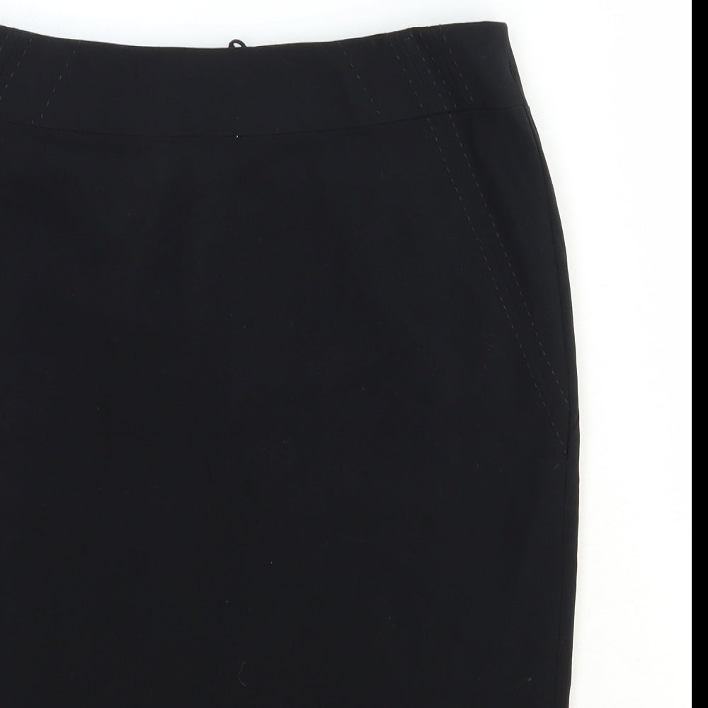 Marks and Spencer Womens Black Polyester Straight & Pencil Skirt Size 12 Zip