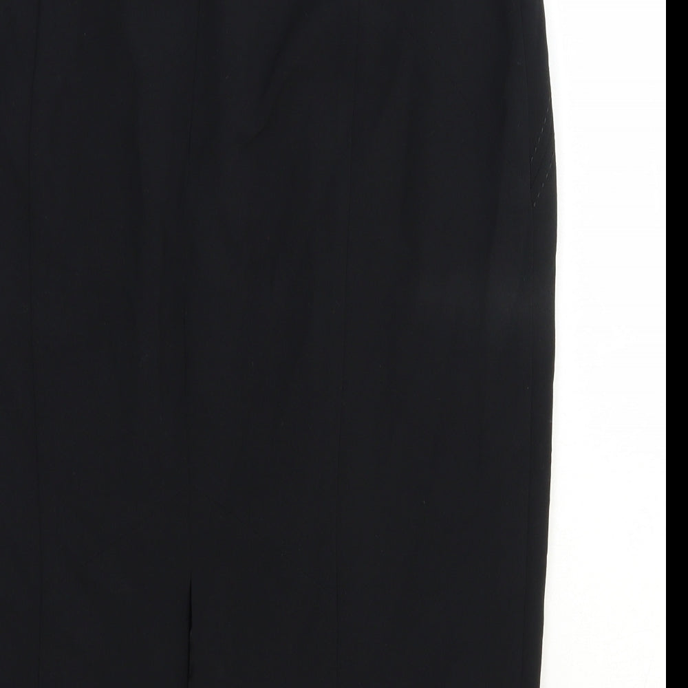 Marks and Spencer Womens Black Polyester Straight & Pencil Skirt Size 12 Zip