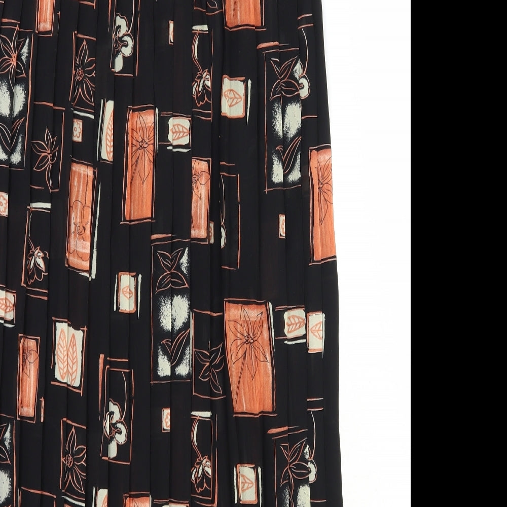 Cachet Womens Black Geometric Polyester Pleated Skirt Size 12
