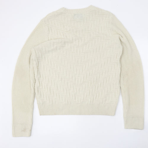 Bellfield Mens Beige Round Neck Acrylic Pullover Jumper Size XL