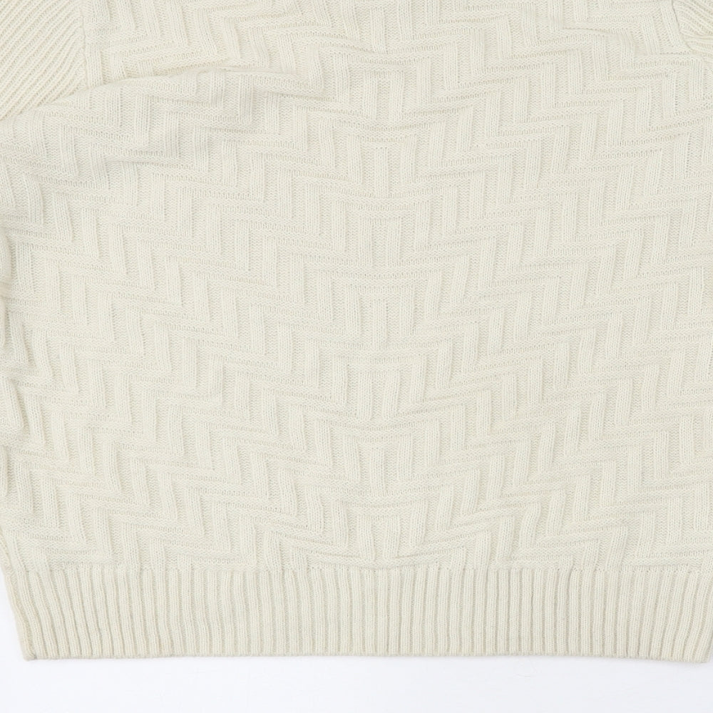 Bellfield Mens Beige Round Neck Acrylic Pullover Jumper Size XL