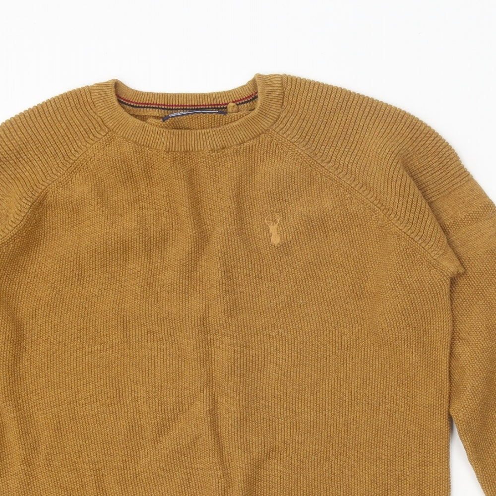 NEXT Boys Yellow Round Neck 100% Cotton Pullover Jumper Size 11 Years Pullover