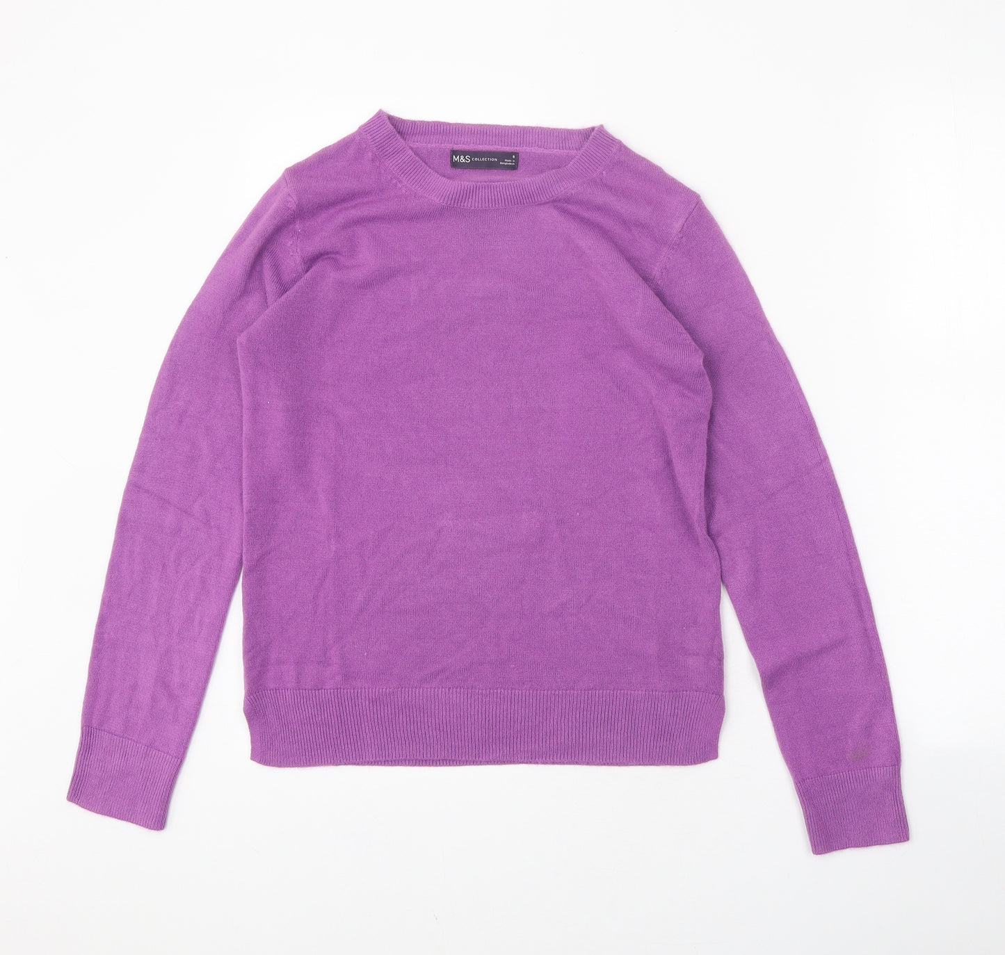 Marks and Spencer Womens Purple Round Neck Acrylic Pullover Jumper Size 8